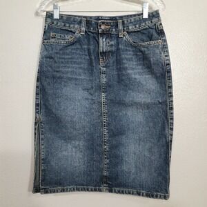 American Eagle Skirts Women's 2 Blue‎ Pockets Side Split Distress Hem